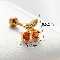 1 Piece Casual Simple Style Cherry Flower Inlay Copper Zircon Ear Studs main image 3