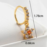 1 Piece Casual Simple Style Cherry Flower Inlay Copper Zircon Ear Studs main image 4