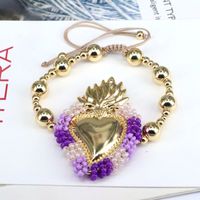 Copper 18K Gold Plated Vintage Style Simple Style Beaded Plating Heart Shape Bracelets main image 5
