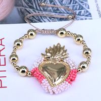 Copper 18K Gold Plated Vintage Style Simple Style Beaded Plating Heart Shape Bracelets sku image 7