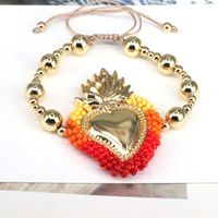 Copper 18K Gold Plated Vintage Style Simple Style Beaded Plating Heart Shape Bracelets sku image 1