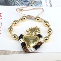 Copper 18K Gold Plated Vintage Style Simple Style Beaded Plating Heart Shape Bracelets main image 4