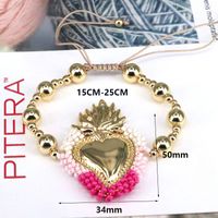 Copper 18K Gold Plated Vintage Style Simple Style Beaded Plating Heart Shape Bracelets sku image 6
