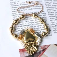 Copper 18K Gold Plated Vintage Style Simple Style Beaded Plating Heart Shape Bracelets main image 9