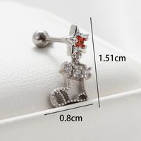 1 Piece Casual Simple Style Classic Style Pentagram Sock Plating Inlay Copper Zircon Ear Studs main image 4