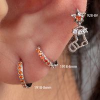 1 Piece Casual Simple Style Classic Style Pentagram Sock Plating Inlay Copper Zircon Ear Studs main image 5