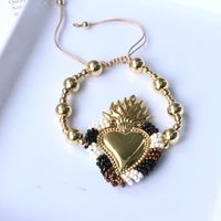 Copper 18K Gold Plated Vintage Style Simple Style Beaded Plating Heart Shape Bracelets sku image 8