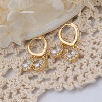 1 Pair Simple Style Shiny Oval Inlay Copper Zircon Rose Gold Plated Drop Earrings main image 8