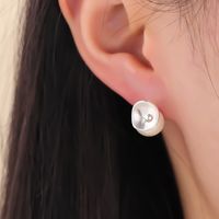 1 Pair Queen Solid Color Solid Color Plating Inlay Copper Pearl Silver Plated Ear Studs main image 6