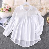 Women's Blouse Long Sleeve Blouses Transparent Simple Style Solid Color main image 3