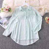 Femmes Chemisière Manche Longue Blouses Transparent Style Simple Couleur Unie main image 2