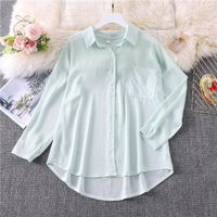 Women's Blouse Long Sleeve Blouses Transparent Simple Style Solid Color main image 2