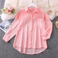 Women's Blouse Long Sleeve Blouses Transparent Simple Style Solid Color main image 1
