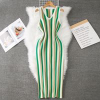 Women's Tank Dress Casual V Neck Stripe Sleeveless Stripe Maxi Long Dress Daily main image 4