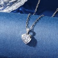 Copper 18K Gold Plated Vacation Sweet Plating Inlay Heart Shape Crystal Zircon Pendant Necklace main image 2