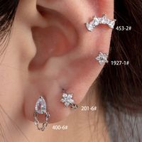 1 Piece Casual Simple Style Water Droplets Flower Chain Inlay Copper Zircon Ear Studs main image 1