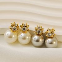 1 Pair Sweet Simple Style Pearl Plating Inlay Copper Copper 18K Gold Plated Earrings main image 1