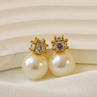 1 Pair Sweet Simple Style Pearl Plating Inlay Copper Copper 18K Gold Plated Earrings main image 3