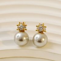 1 Pair Sweet Simple Style Pearl Plating Inlay Copper Copper 18K Gold Plated Earrings main image 2