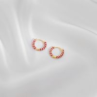 1 Pair Casual Simple Style Commute Circle Round Painted Enamel Copper Earrings sku image 5