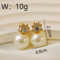 1 Pair Sweet Simple Style Pearl Plating Inlay Copper Copper 18K Gold Plated Earrings sku image 1