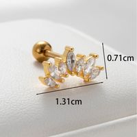 1 Piece Casual Simple Style Shell Inlay Copper Zircon Ear Studs main image 5