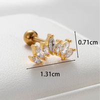 1 Piece Casual Simple Style Shell Inlay Copper Zircon Ear Studs sku image 4