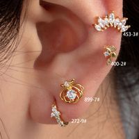 1 Piece Casual Simple Style Shell Inlay Copper Zircon Ear Studs main image 1