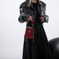 Women's Small Pu Leather Cross Solid Color Punk Streetwear Square Magnetic Buckle Crossbody Bag main image 5