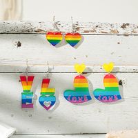 1 Pair Vacation Simple Style Heart Shape Printing Arylic Drop Earrings main image 1