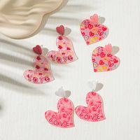1 Pair Vacation Simple Style Heart Shape Printing Arylic Drop Earrings main image 3