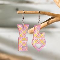 1 Pair Vacation Simple Style Heart Shape Printing Arylic Drop Earrings sku image 2