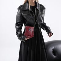 Women's Small Pu Leather Cross Solid Color Punk Streetwear Square Magnetic Buckle Crossbody Bag sku image 4