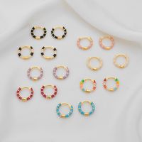 1 Pair Casual Simple Style Commute Circle Round Painted Epoxy Copper Earrings main image 1