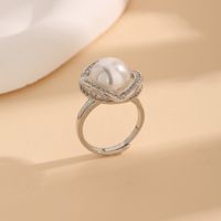 Copper 18K Gold Plated Glam Luxurious Plating Inlay Solid Color Pearl Zircon Rings main image 5