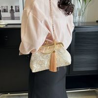 Women's Medium Pu Leather Flower Vintage Style Ethnic Style Tassel Square Buckle Crossbody Bag main image 8