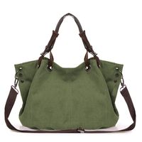 Women's Canvas Solid Color Vintage Style Square Zipper Handbag sku image 4