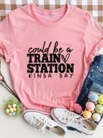 Women's T-shirt Short Sleeve T-Shirts Round Casual Letter main image 6