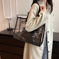 Women's Large PVC Solid Color Basic Classic Style Square Open Jelly Bag main image 4