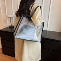 Women's Large PVC Solid Color Basic Classic Style Square Open Jelly Bag sku image 1
