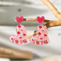 1 Pair Vacation Simple Style Heart Shape Printing Arylic Drop Earrings sku image 10