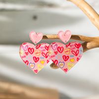 1 Pair Vacation Simple Style Heart Shape Printing Arylic Drop Earrings sku image 11