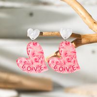 1 Pair Vacation Simple Style Heart Shape Printing Arylic Drop Earrings sku image 12