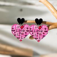 1 Pair Vacation Simple Style Heart Shape Printing Arylic Drop Earrings sku image 13