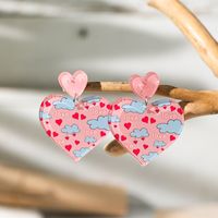 1 Pair Vacation Simple Style Heart Shape Printing Arylic Drop Earrings sku image 14