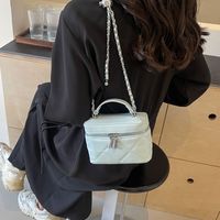 Women's Pu Solid Color Classic Style Sewing Thread Zipper Box Bag main image 6