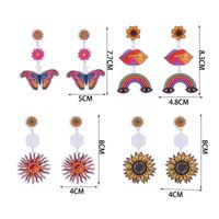 1 Pair Simple Style Classic Style Flower Butterfly Printing Arylic Drop Earrings main image 6