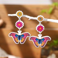 1 Paar Einfacher Stil Klassischer Stil Blume Schmetterling Drucken Aryl Tropfenohrringe main image 4