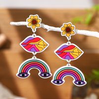 1 Pair Simple Style Classic Style Flower Butterfly Printing Arylic Drop Earrings main image 7