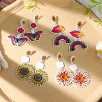 1 Pair Simple Style Classic Style Flower Butterfly Printing Arylic Drop Earrings main image 2